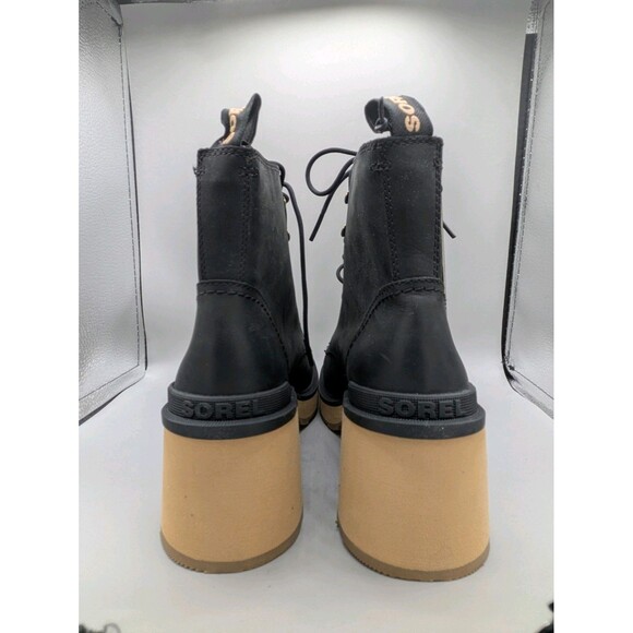 Sorel Womens Size 9 Hi-Line Black Leather Tawny Buff Lace Up Heeled Boots - Picture 6 of 8